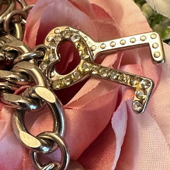 Kathy Van Zeeland Signature Bag/Heart/Keys Bag Charm Key Chain Silver Toned - Picture 13 of 14